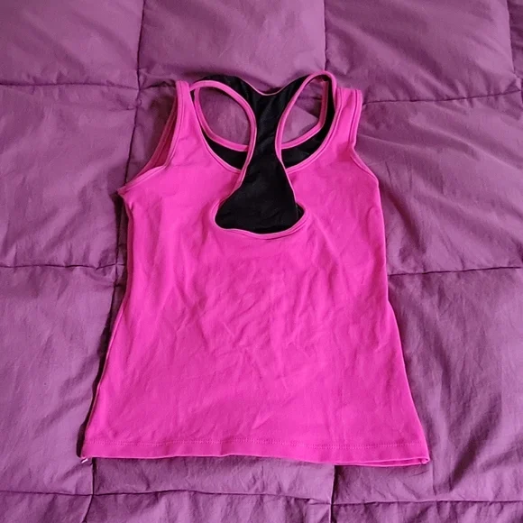 Hot Barbie Pink Brasil Sul Tank top with built-in sports bra. Size S/M - Picture 2 of 5